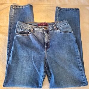 Gloria Vanderbilt Amanda Sz 8 High Rise Straight Leg Denim Blue Jeans